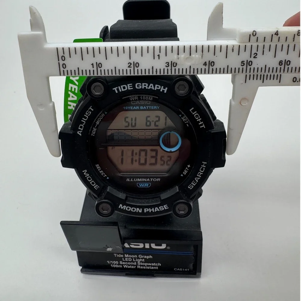 Casio WS-1300H Tide Graph Moon Phase Digital Watch Black 10 Year Battery WR 100M